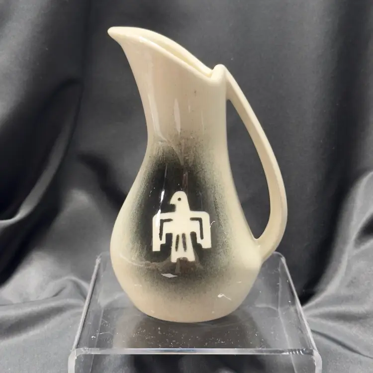 #1632 Vtg Mid Century 1960’s Rosemary Ceramic Thunderbird Pitcher Jug