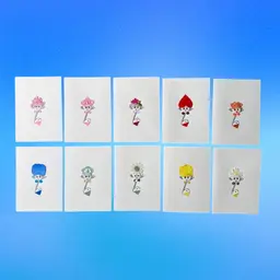 Set of 10 Greeting Cards, Handcrafted Fancy Hat Button Ladies w/ Envelopes