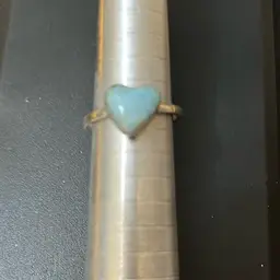 Larimar Heart Sterling Silver Ring Size 8