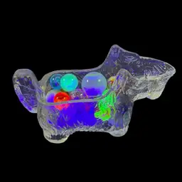 Vintage 6” Scottie Glass Creamer Full Of Vintage Marbles with GLOWERS!