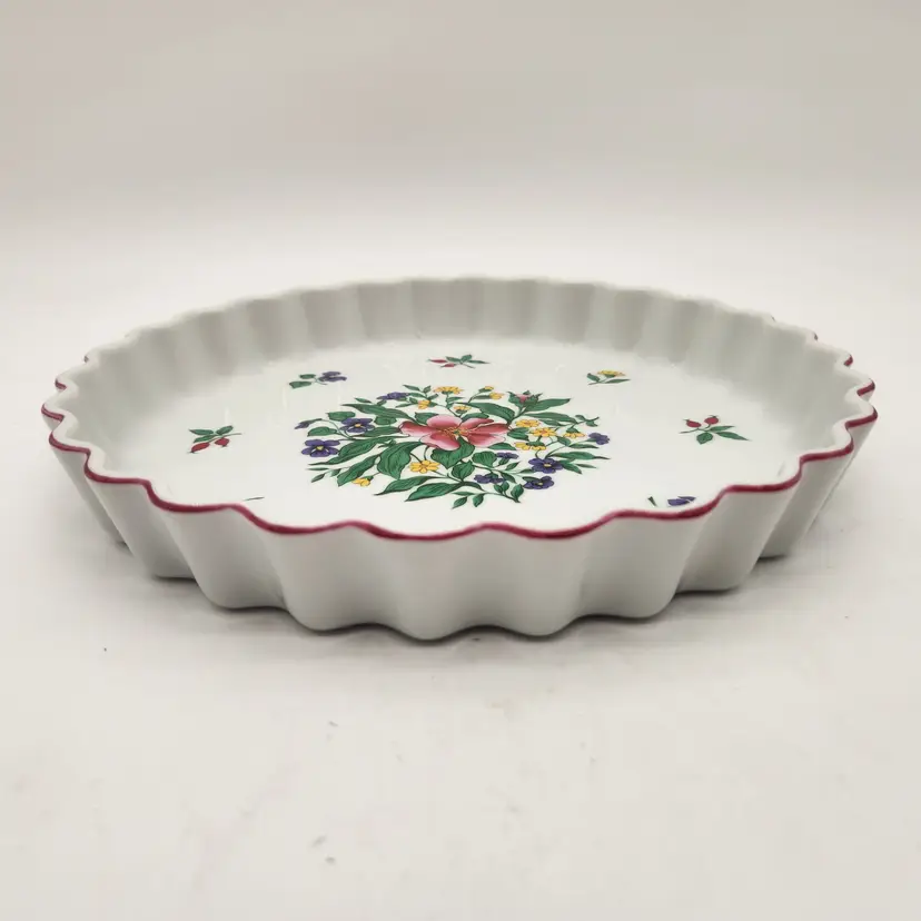 International China Rosalynn Carleton Varney Floral Quiche Tart Pan Japan 10in
