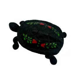 Vintage Wilton Cast Iron Turtle Trinket Box Hand Painted 4”