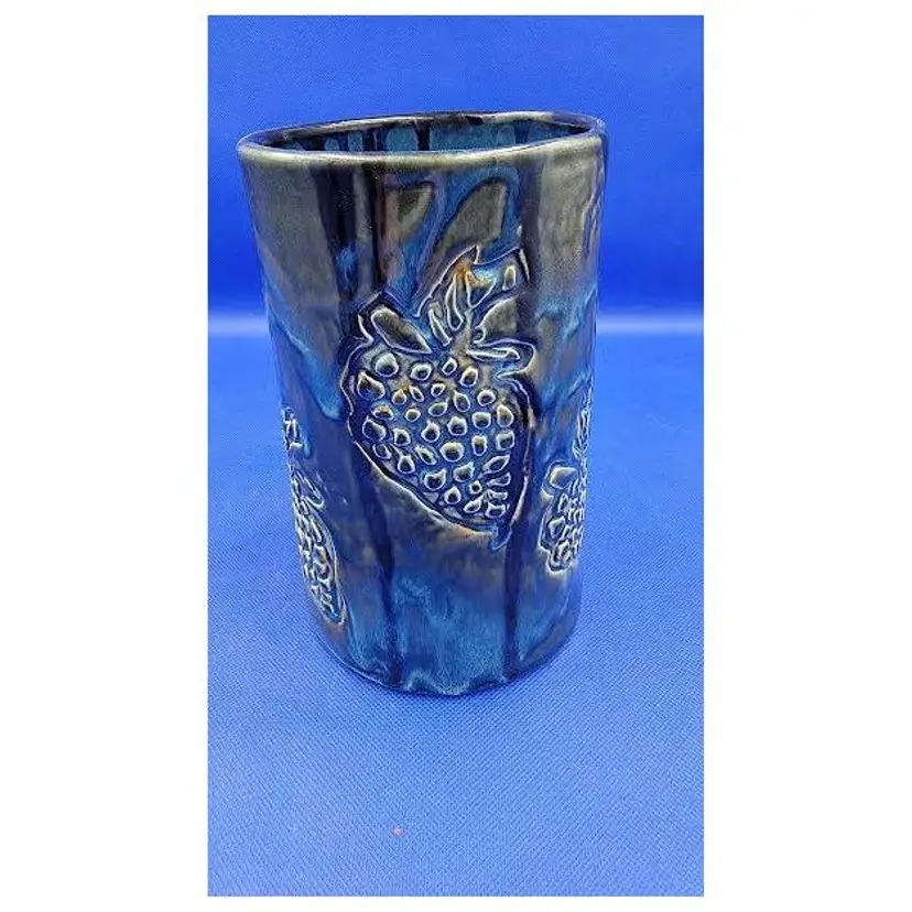 COBALT BLUE STRAWBERRY VASE