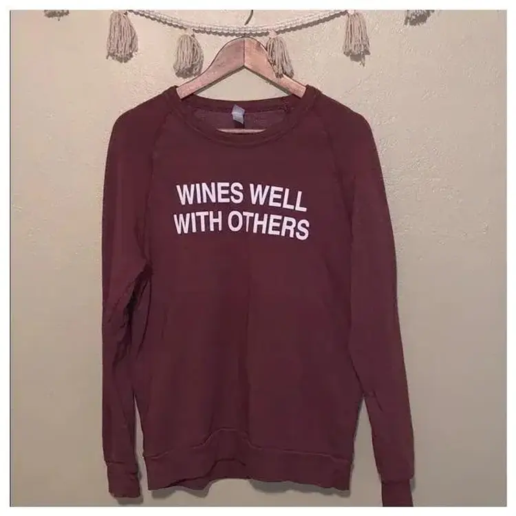 Alternative Apparel "Wines Well with Others" Crewneck - L