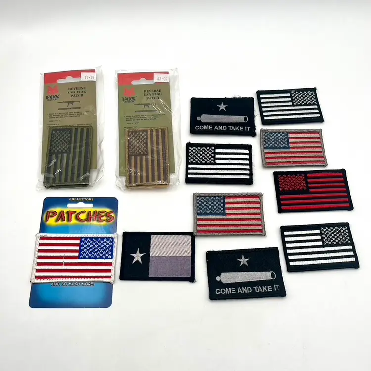 NEW Flag Military Tactical Patches Hook and Loop and Sew-on Lot of 12 Free Ship