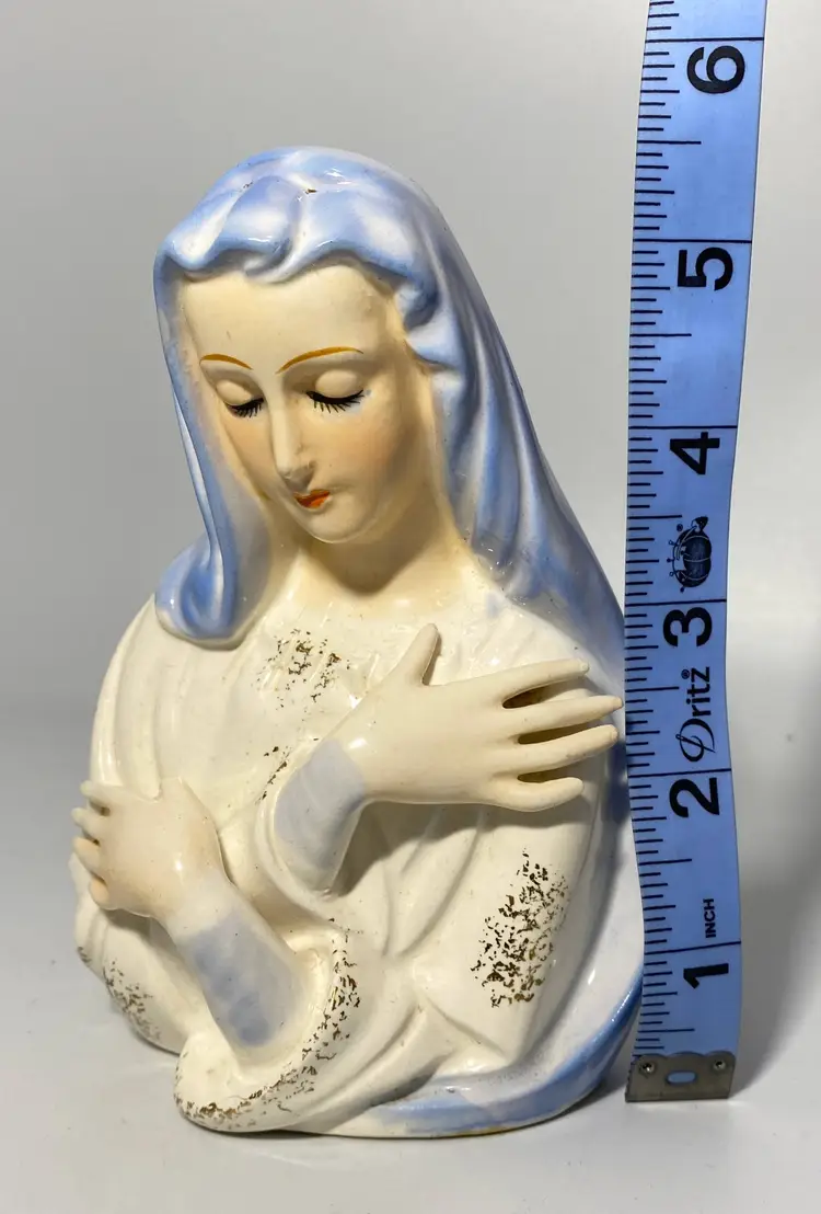 Vintage Mother Mary Madonna Ceramic Planter 5.50" x 4" Shafford Japan