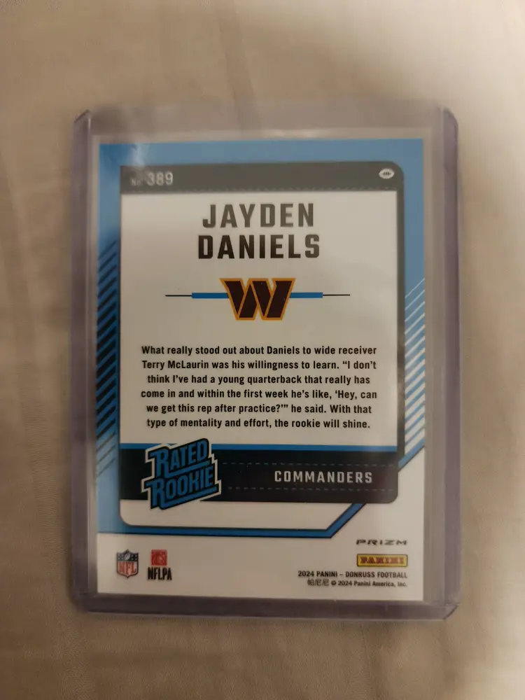 Jayden Daniels Commanders Donruss Optic #389 Rated Rookie Pink Parallel