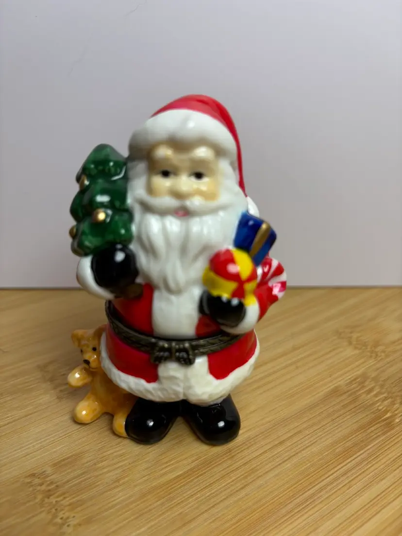 Vintage Santa with Toys Christmas Trinket Box Collectable Decor
