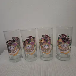Vintage Set of 4 Culver Jester Highball Glasses Harlequin Mardi Gras 22K Gold