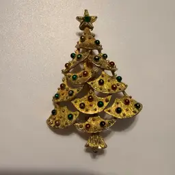 Gerry’s Gold Tone Enamel Christmas Tree Brooch
