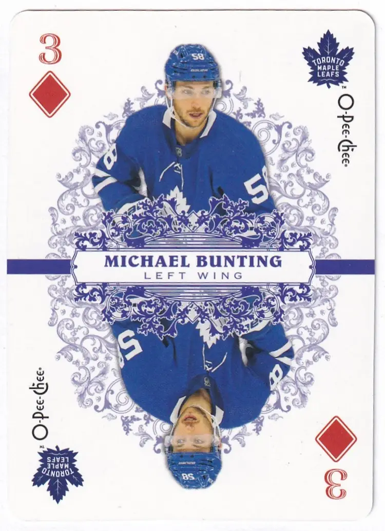 2022-23 O-Pee-Chee Playing Cards #3DIAMONDS Michael Bunting Toronto Maple Leafs Hockey Card