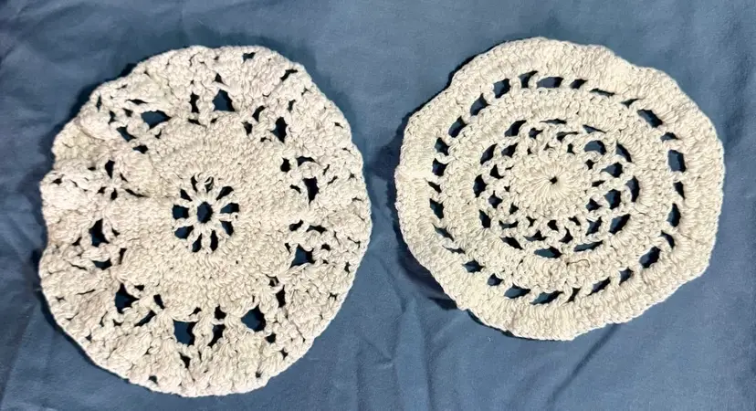 Handmade Crochet Doilies Set of 2, 6 inches across