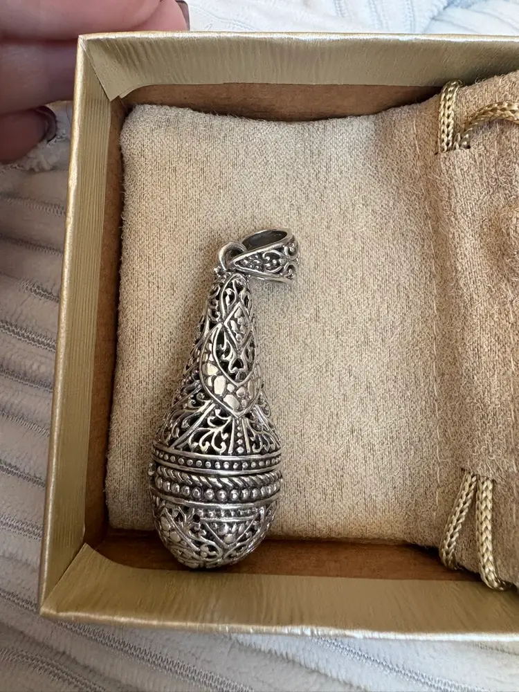 Sterling Silver “Heavens Door” Filigree Locket Teardrop Pendant