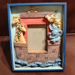 Noah's Ark Animal Boat Biblical 3D Picture Frame Baby Gift Vintage 3x2 Photo