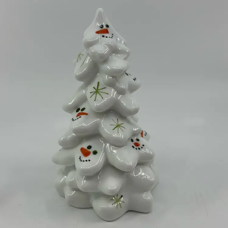 Snowman White Tree Pair Mosser Glass 5.5” & 2.75”