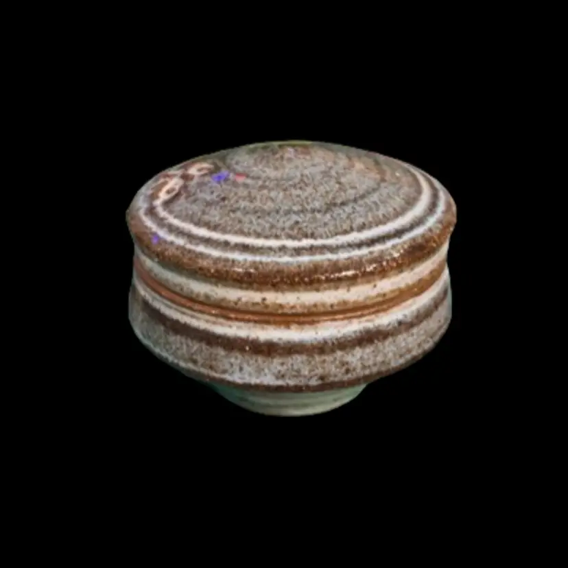 Signed Grey & Brown Art Pottery Lidded Trinket Box