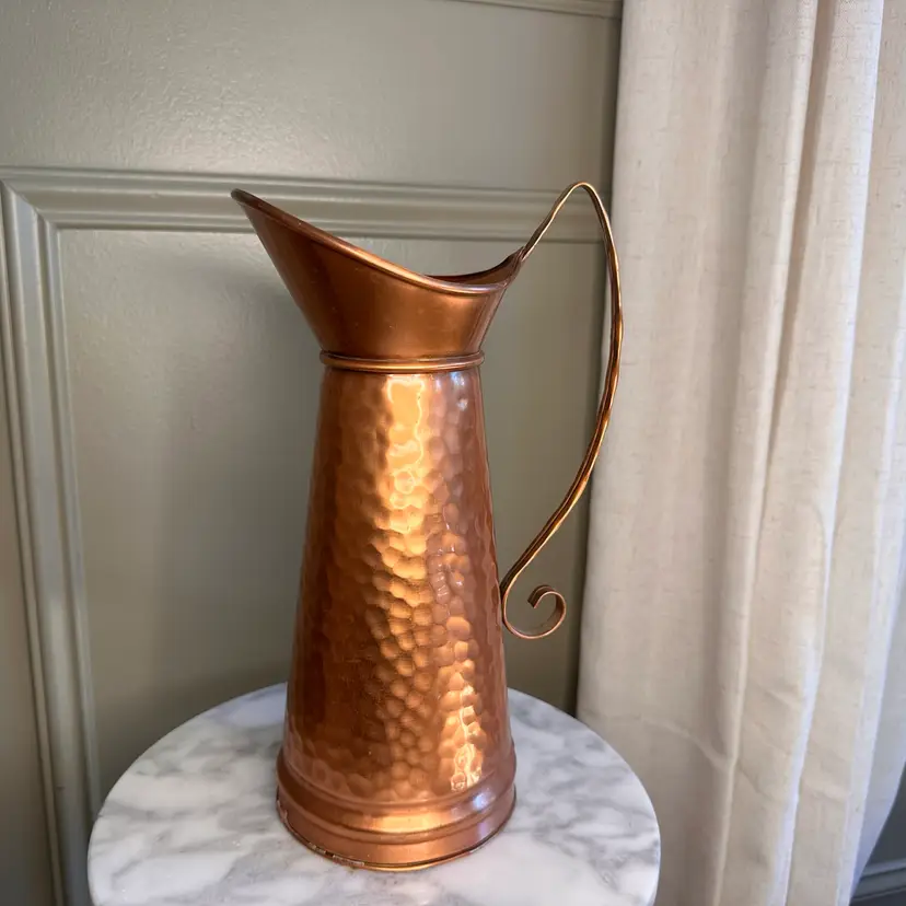 🔔Midcentury Gregorian Copper Hand Hammered Solid Brass Pitcher