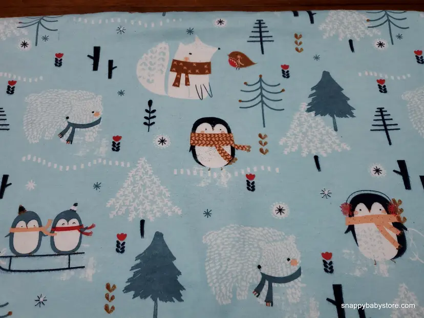 Penguin Fun Flannel Fabric Remnant - 100% Cotton - Choose Size - Soft Craft & Quilting Fabric