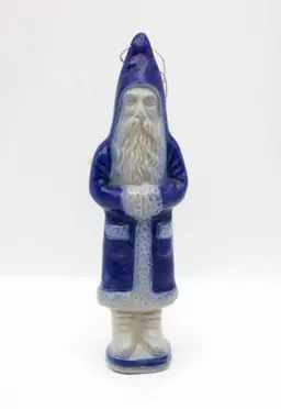 Salt Glazed Stoneware Santa Claus Christmas Tree Ornament