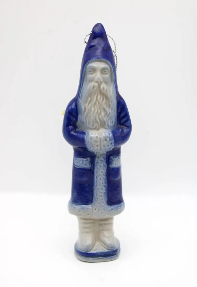 Salt Glazed Stoneware Santa Claus Christmas Tree Ornament