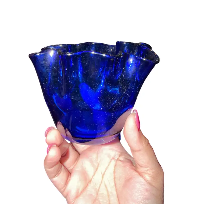 Blue Vintage Handkerchief Glass Vase