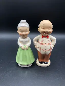 Vintage Norcrest Two Faced Couple Happy & Mad Salt / Pepper Shakers Japan