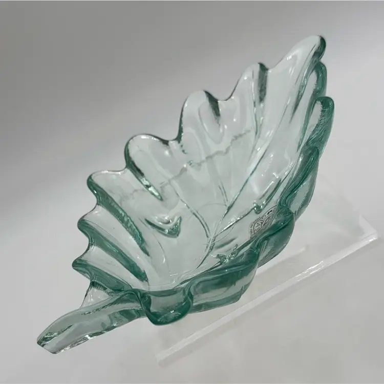 Corning Company, Recycled Glass Made In Spain Footed Leaf Dish
