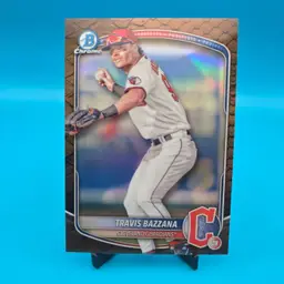 Travis Bazzana 2025 Bowman Chrome Reptilian Refractor Card Cleveland Guardians