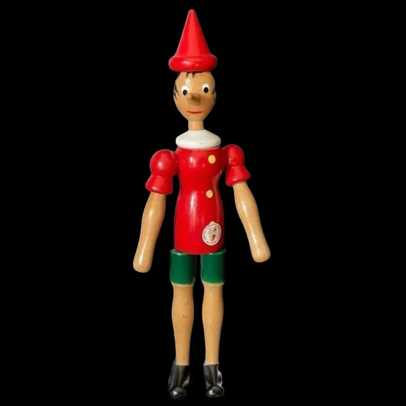 Handmade Painted Wooden Articulated Pinocchio Italian Doll Toy Figurine
