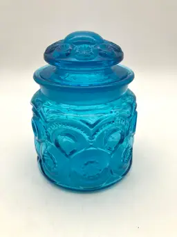 16 - LE Smith Vintage Turquoise 5” Moon And Stars Canister As Is