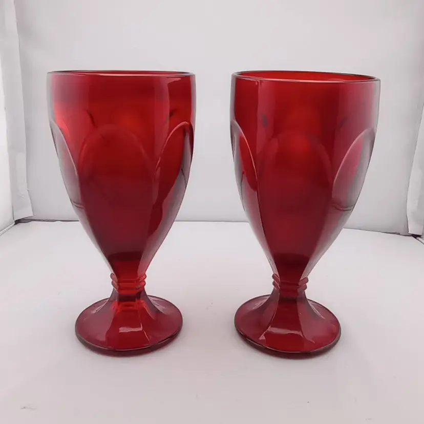Set of 12 midcentury ruby water goblets, glow