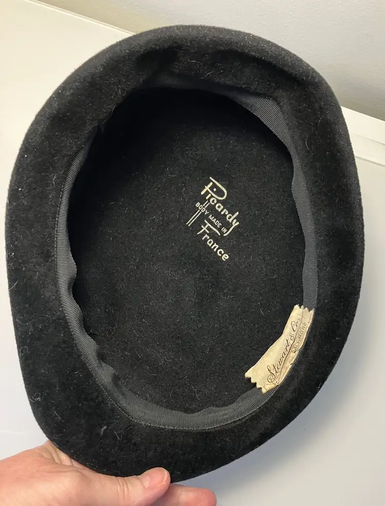 VTG Picardy Black Velour Hat Made in France