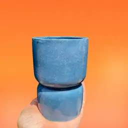 4” Blue Double Bubble Concrete Planter/ Candle Holder