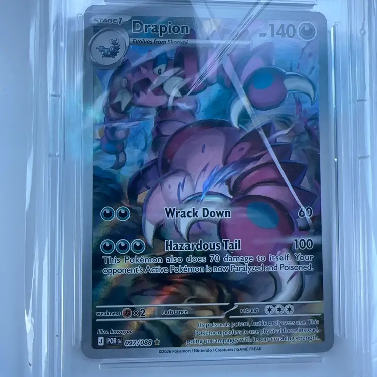 Custom Slab Drapion 097/088 Pokémon Scarlet & Violet Journey Together Full Art Card Display