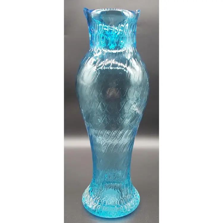 Vtg. Murano Style Cristalleria D' Arte Ann Primrose Aqua Owl Vase