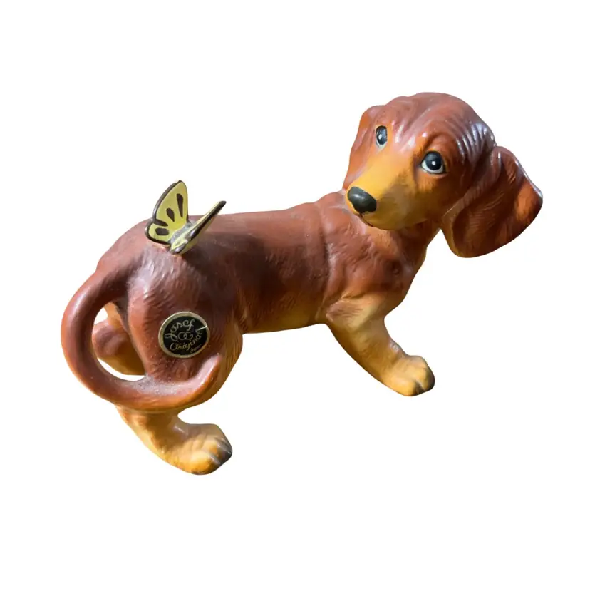 Vintage Josef Originals Dachshund Figurine with Butterfly