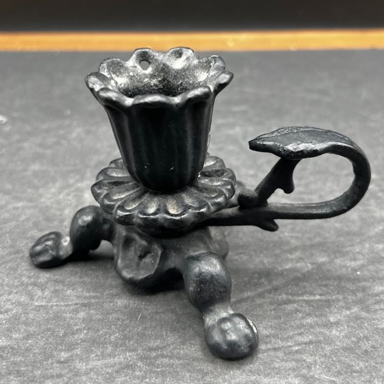 #409B Vintage Cast Iron Taper Candlestick Holder. Chamber Candle Holder
Gothic Or Victorian Style 
AMSCO Hope AR Stamped On Bottom