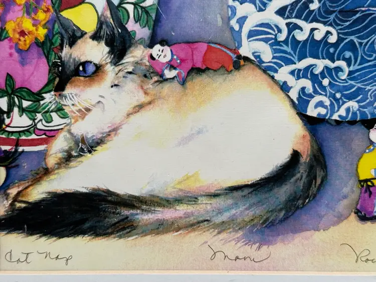 Cat Nap Watercolor Painting By Rochelle Salazar