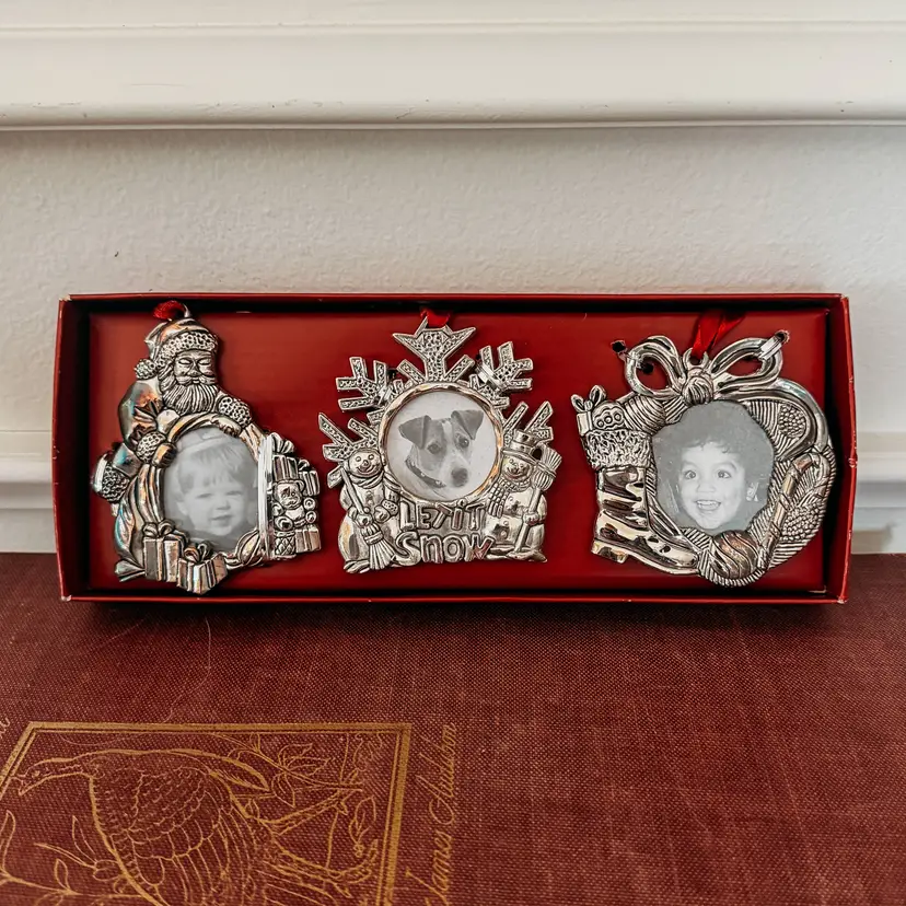 Vintage Trio of Gorham Silver Plate Photo Ornaments