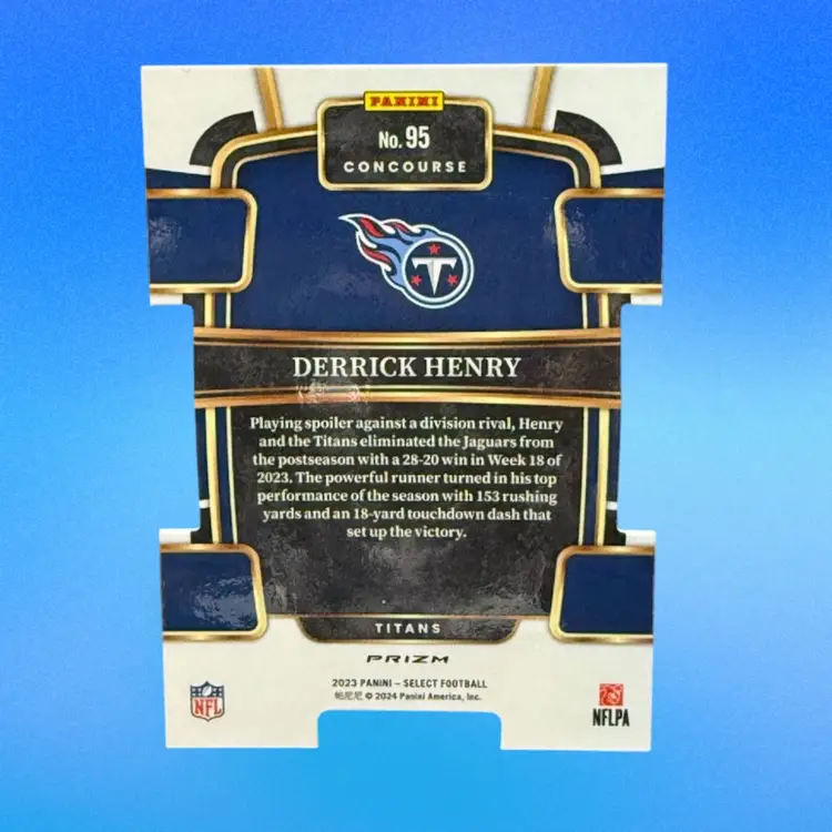 Derrick Henry 2023 Panini Select Concourse #95 Red & Blue Prizm Die-Cut Titans