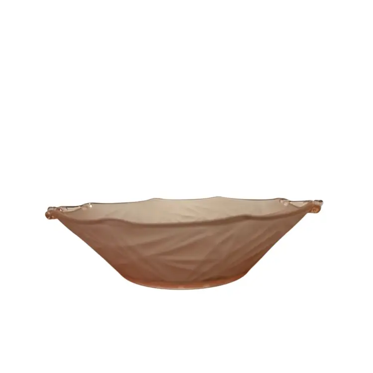 Vintage Lancaster Pink Satin Depression Glass Serving Dish Handled Art Deco