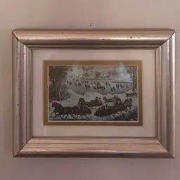 Vintage Currier & Ives Central Park In Winter Wood Framed Print