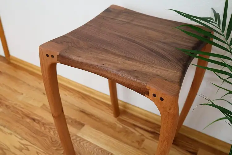Handcrafted Walnut End Table | Modern Curve Design with Alder Legs
