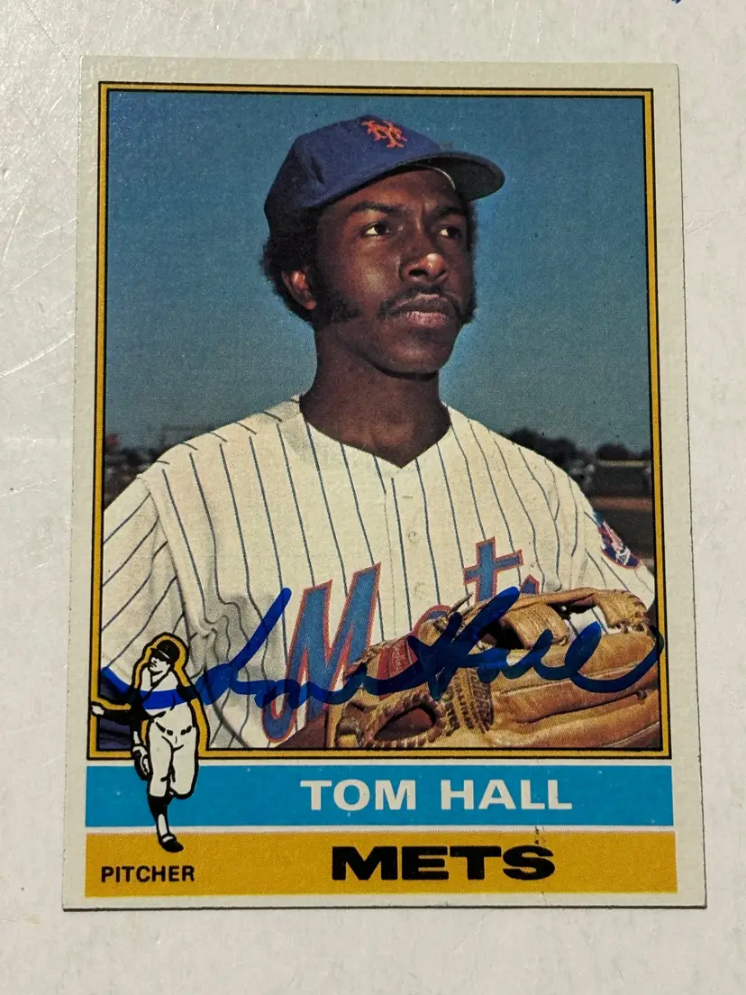 1976 Topps # 621 Tom Hall New York Mets Signed Vintage