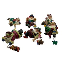 Vintage Enesco Santa Shelf Sitters Set of 6 Christmas Figurines Whimsical W/ Box