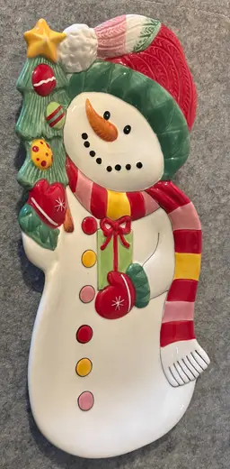 Fitz and Floyd Snowflake & Jake 12.75" x 6" Christmas Platter  # 3197