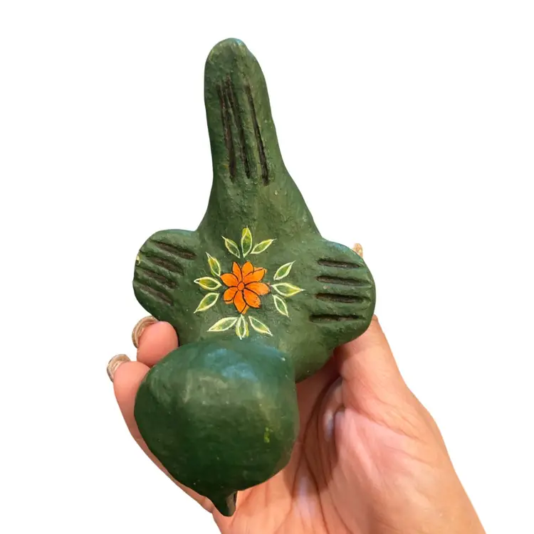 Mexican Clay Folk Art Bird Green