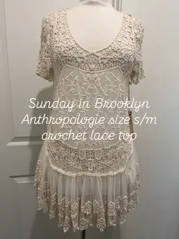 Sunday in Brooklyn size, small medium fairy ivory, cottage, core Lause, lace and crochet