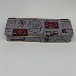 Christmas Tin - Decorative Metal Container 9”x3”x2”