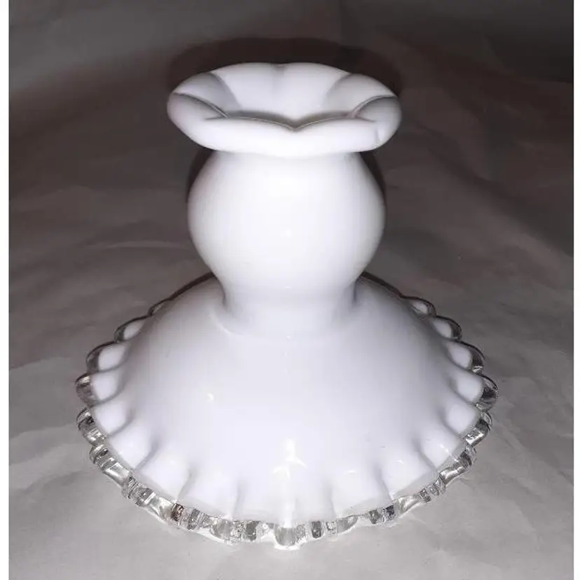 Vintage Fenton Silver Crest milk glass candlestick
